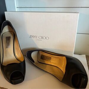 Jimmy Choo Elegant Black Peep Toe Heels